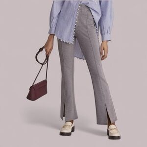 Anthropologie Maeve Women US Sz 6 Seamed Flare Pants Ankle Grey Tweed Office